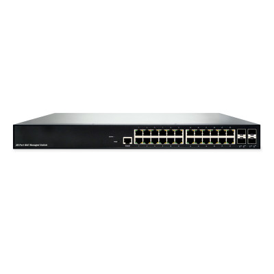 Black Box LGB5028A-R3 Gigabit Ethernet Managed Switch, (24) RJ45, (4) SFP+, (1) DB9 Console